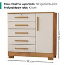 Ver imagem 3 de Comoda 5 Gavetas 1 Porta 99 cm Vitoria Cedro Areia Rudk