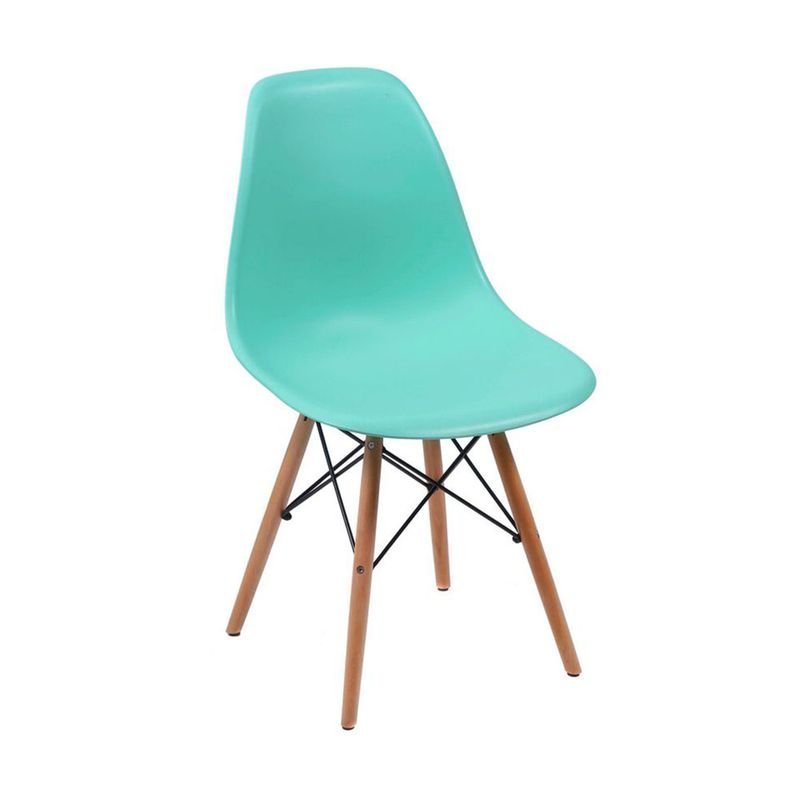 Cadeira Charles Eames Wood Design Eiffel Jantar Azul Tiffany