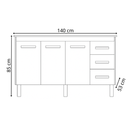 Kit Balcão Gabinete 138cm Carina Savana/off-white com Tampo 140cm Savana - 2
