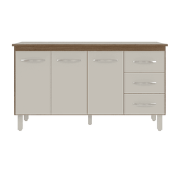 Kit Balcão Gabinete 138cm Carina Savana/off-white com Tampo 140cm Savana - 1