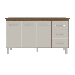 Kit Balcão Gabinete 138cm Carina Savana/off-white com Tampo 140cm Savana