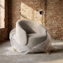 Ver mais imagens de Poltrona Decorativa Orgânica Saara Sala de Estar Living Luxo Bouclê Bege - Abmaza