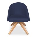 Ver imagem 2 de Kit 6 Poltronas Cadeira Giratória Bela Veludo Base Madeira Azul Marinho Pallazio