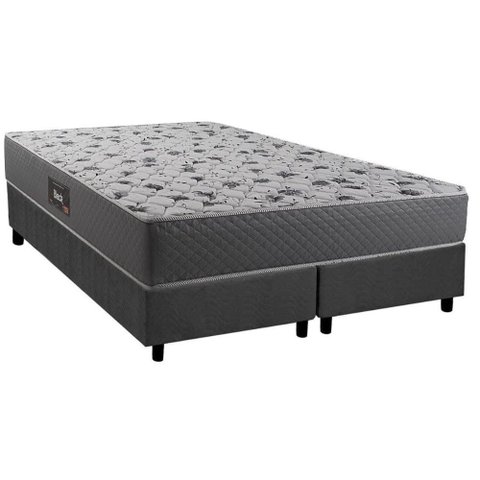 Conjunto Box Queen: Colchão Espuma Herval D28 / Ag65 Black + Base Crc Suede Gray (158x198)