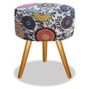 Ver imagem 1 de Puff Banqueta Magnus Redondo Mandala Clara Pés Castanho Top