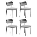Ver imagem 1 de Kit 04 Cadeiras Sala de Jantar Lila com Encosto Couríssimo Preto Linho Cinza - Desk Design