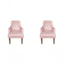 Ver imagem 1 de Kit 2 Cadeiras Poltronas Paris Decorativa Suede com Braça Rosa para Sala de Estar ou Escritório