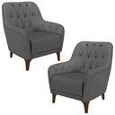 Ver imagem 1 de Kit 2 Poltronas Decorativas Pés em Madeira Petra Linho Chumbo - Gran Belo