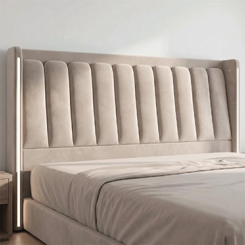 Cabeceira Cama Casal 140cm Luara Veludo Bege Z37 - Mpozenato