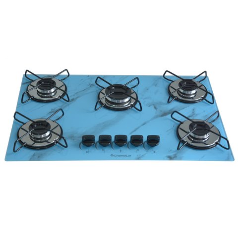 Cooktop 5bocas Ultra Chama 127/220v Marmo Azul
