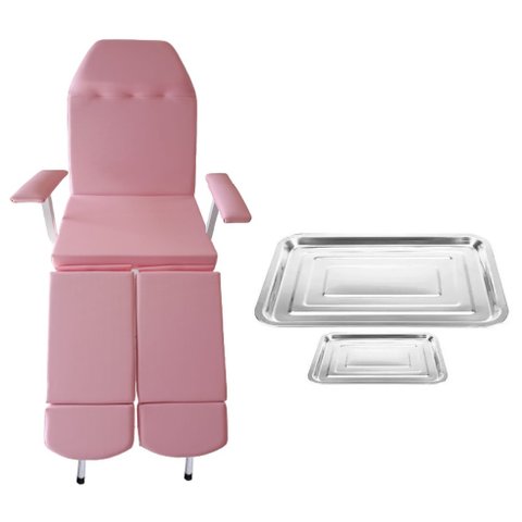 Cadeira Maca Podologia Suporta 150kg Mecânica Rosa Fiscomed Cadeira para Podologia