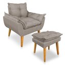 Ver imagem 1 de Kit 2 Poltronas Decorativa e Puff Opala Luxo Linho Cappuccino Dal Poz Estofados