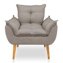 Ver mais imagens de Kit 2 Poltronas Decorativa e Puff Opala Luxo Linho Cappuccino Dal Poz Estofados