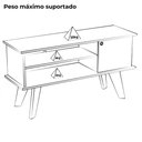 Ver imagem 3 de Rack Bancada para Tv 50 Pol 1p 120 Cm Cinamomo Off White Arly Cinamomo Off White
