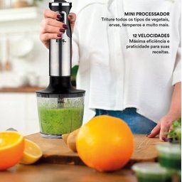 Mixer Eos 3 em 1 12 Velocidades 850w Inox e Preto Emx03 220v - 2
