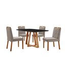 Ver imagem 1 de Conjunto Sala de Jantar Mesa Florença 140x80cm Preto com 4 Cadeiras Dallas Veludo Cinza