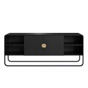 Ver imagem 2 de Conjunto Sala de Estar Buffet e Rack Estilo Orgânico Nero/Preto