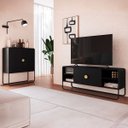 Ver imagem 3 de Conjunto Sala de Estar Buffet e Rack Estilo Orgânico Nero/Preto