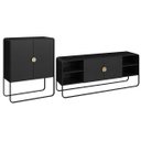 Ver imagem 4 de Conjunto Sala de Estar Buffet e Rack Estilo Orgânico Nero/Preto