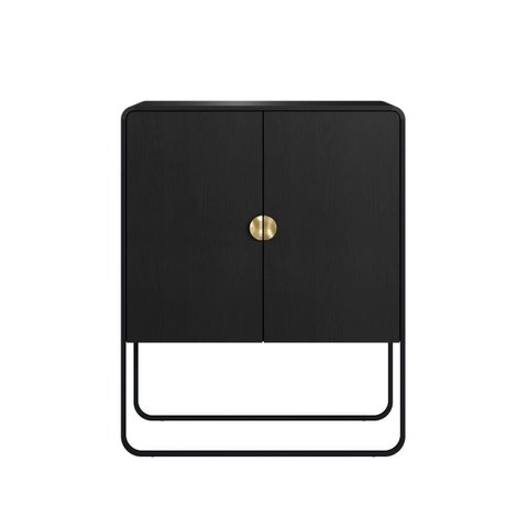 Conjunto Sala de Estar Buffet e Rack Estilo Orgânico Nero/Preto