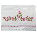 Ver imagem 4 de Jogo Kit de Toalhas Bordadas de Banho, Rosto e Mãos. Estampa: Ramos e Rosas. 3 Peças. Cor Branca