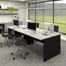 Espaço de Trabalho Escritório 4 Pessoas 2,70m Cs Pre Cinza Sagrado com Preto - 1