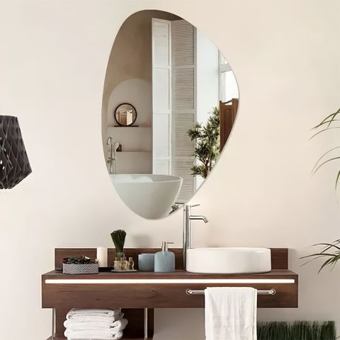 Espelho Decorativo Orgânico Premium Lapidado Autocolante 85x55cm