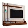Painel TV até 55'' Com Led, Nichos e Prateleiras:Off White/Canela - 1