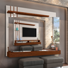 Painel TV até 55'' Com Led, Nichos e Prateleiras:Off White/Canela - 2