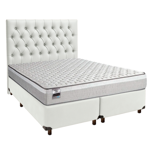 Kit Cabeceira + Cama Box + Colchão Queen Molas Ensacadas Hanover Inducol