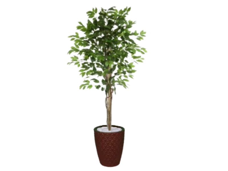 Planta Artificial Ficus Verde 1,50 kit + Vaso E. Marrom 30 cm