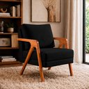 Ver imagem 1 de Poltrona Sala de Estar Maya Luxo Suede Preto M3 - Monari Design