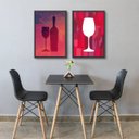 Ver imagem 2 de Kit 2 Quadros Decorativos Figurativos Vinho 24x18cm - com vidro:Madeira preta