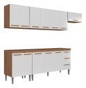 Ver imagem 2 de Cozinha Completa Modulada Audi 280cm Luxo com Armário Aéreo e Balcão - Madeirada/Branca
