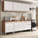 Ver imagem 2 de Cozinha Completa Modulada Audi 280cm Luxo com Armário Aéreo e Balcão - Madeirada/Branca