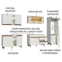 Cozinha Completa Madesa Reims 310001 com Armário e Balcão Branco Cor:Branco - 4