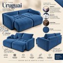 Ver mais imagens de Sofá Cama Casal Retrátil e Reclinável 3 Lugares Azul Uruguai 216cm