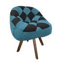 Ver imagem 2 de Poltrona Paloma Escritório Sala Giratória Madeira Suede Azul Turquesa e Suede Preto - Dominic Decor