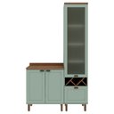 Ver imagem 2 de Conjunto de Banheiro Modulado 100% MDF Americano 2 Peças com Armário de Vidro Iluminata Verde/Mint/Ébano Fosco