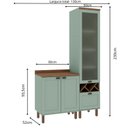 Ver imagem 3 de Conjunto de Banheiro Modulado 100% MDF Americano 2 Peças com Armário de Vidro Iluminata Verde/Mint/Ébano Fosco