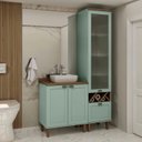 Ver imagem 1 de Conjunto de Banheiro Modulado 100% MDF Americano 2 Peças com Armário de Vidro Iluminata Verde/Mint/Ébano Fosco