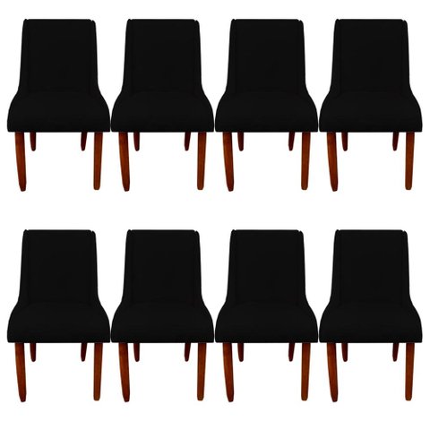 Kit 08 Cadeiras Para Sala de Jantar Lizz Pés Palito Veludo Preto D'Classe Decor
