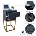 Ver imagem 3 de Mesa de Cabeceira Industrial 30cm Preto Gaveta e Nicho Pés Ferro Dourada para Quarto Cama
