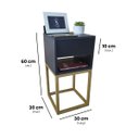 Ver imagem 2 de Mesa de Cabeceira Industrial 30cm Preto Gaveta e Nicho Pés Ferro Dourada para Quarto Cama