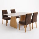 Ver imagem 2 de Conjunto Sala de Jantar 4 Lugares Retangular Tampo MDF 120x80cm Mesa Lyra e Cadeiras Carol