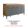 Gabinete 150cm para Pia Multiuso Balcão Cozinha Armário Freijó/grafite - 3