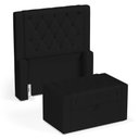 Ver imagem 1 de Cabeceira e Calçadeira Báu Solteiro Atena 90cm Capitonê Sintético Preto - Desk Design