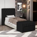 Ver imagem 2 de Cabeceira e Calçadeira Báu Solteiro Atena 90cm Capitonê Sintético Preto - Desk Design