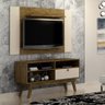 Rack com Painel Home para Tv 50 Polegadas Sala de Estar Quarto 1 Porta Mdf Marrom Madeira Off White - 1
