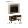Rack com Painel Home para Tv 50 Polegadas Sala de Estar Quarto 1 Porta Mdf Marrom Madeira Off White - 3